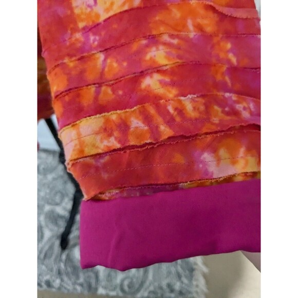 Life Style Top Women's L Vintage Strips Abstract Art Tie Dye Orange Pink Jacket - Picture 6 of 13